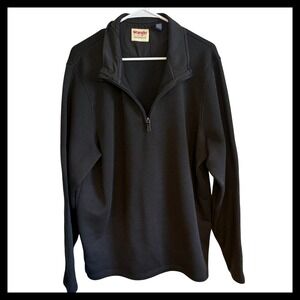 NWOT Wrangler Authentics Mens Large Black Fleece 1/4 Zip Pullover Sweater